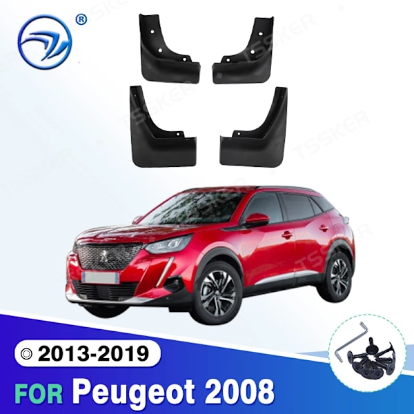 Til Peugeot 2008 2013 2014 2015 2016 2017 2018 2019 Skærm Stænklapper Beskyttelse Stænklap Mudguards Biltilbehør