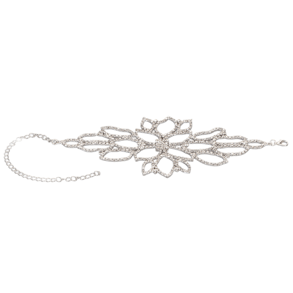 Silver Boho Blomma Rhinestone Övre Arm Manschett för Brudar