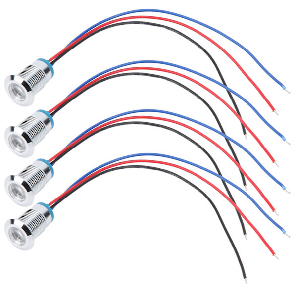 4-delt Vandafvisende LED-indikatorlys Sæt - Fælles Anode Industrielle Kontrolkomponenter, 12mm, 110-220V, Rød og Blå Red and Blue