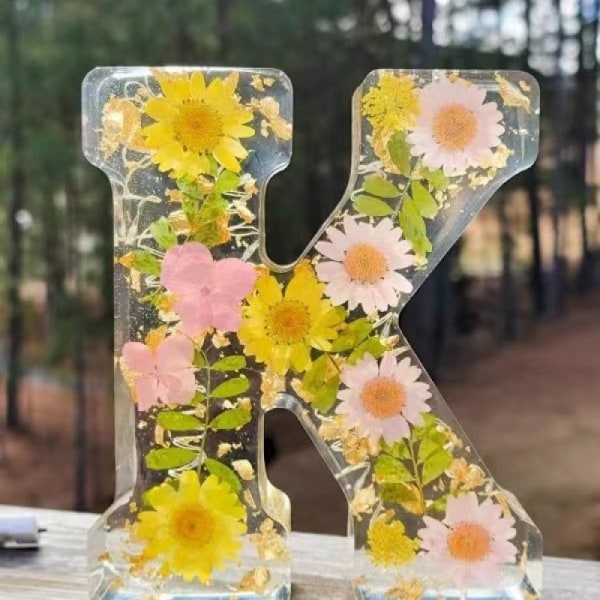 Blomsterharpiks Natlys Blomsterbogstav Harpiks Natlys Hjemmedekoration Kreativ Gave K