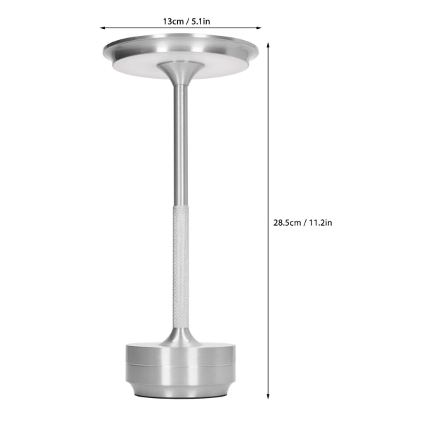 Genopladelig LED Bordlampe med Fjernbetjening - 16 Farver Bærbar Moderne Metal RGB Skrivebordslampe til Stue og Kontor - Sølvfinish