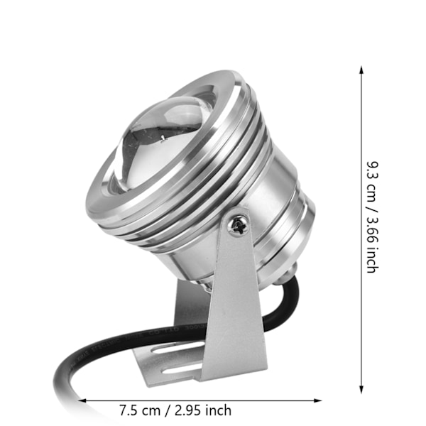 2V 10W RGB Vandtæt LED Spotlight til Akvarier, Pools og Haver - Under Vand Sølv Design