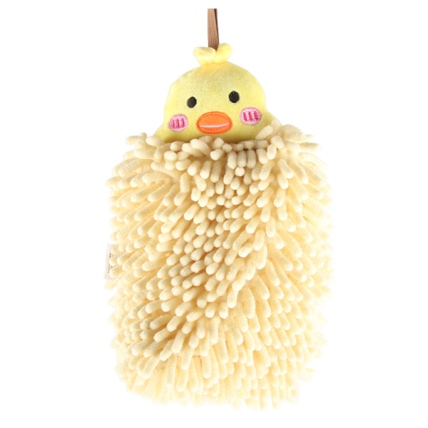 Mjuk Mikrofiber Handduk för Barn med Hängslinga - Vattenabsorberande Cartoon Design för Badrum, Kök och Toalett Yellow