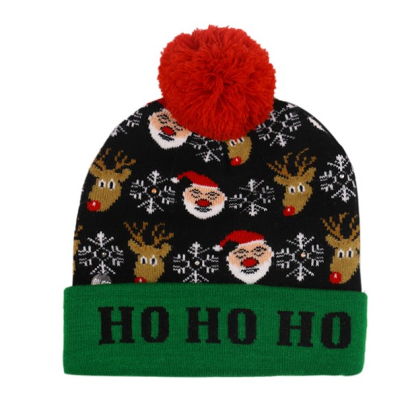 Christmas Hat Knitted LED Hats Elk and Santa Pattern