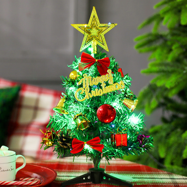 30 cm Desktop Mini juletræspakke med lys skabelon layout A