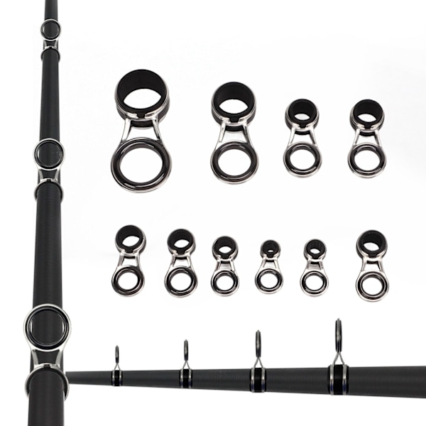 10-delt Fiske Stang Guide Ringsett - 5 Størrelser av Keramiske og Rustfrie Stål Øyeguider for Casting Stangspiss Reparasjoner 10pcs