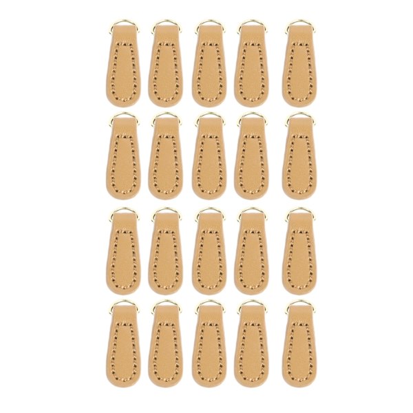 21-pack äkta läder blixtlåsdragare - Snygga mikrofiberläder ersättningsmärken för ryggsäckar och väskor i Claybank Gold Beige Gold 20pcs