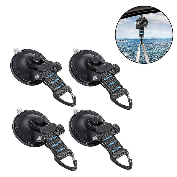 4 Pcs Heavy Duty Suction Cups With Hooks Upgraded Car Camping blue