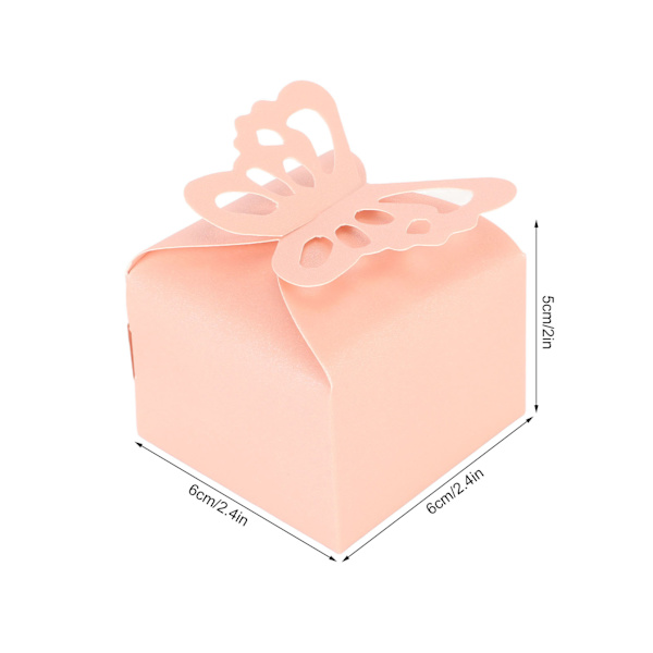 50 stk. Dekorative Butterfly Slik Favoritæsker i Ensfarvede Farver til Fester, Bryllupper, Babyshower og Brudebrus Pink 50pcs