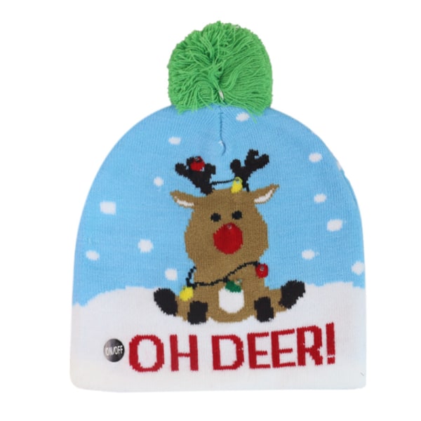 Julehue Strikkede LED Huer Elk Mønster, 2#
