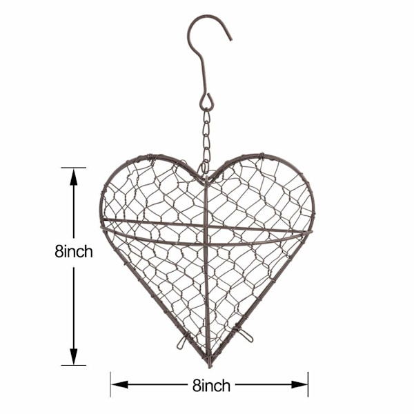 Hjärtformad järnväxtkorg - Hängande kranshållare (växter ingår ej) - Mått: 21*20*6cm