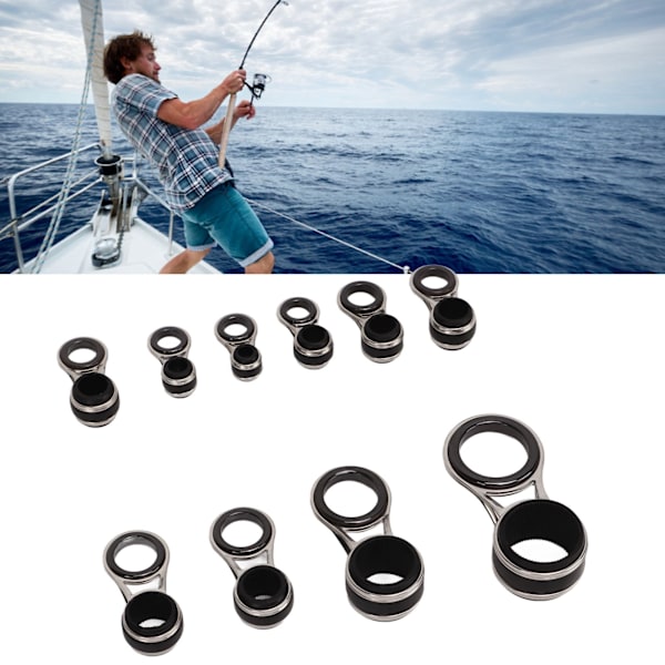 10-delt Fiske Stang Guide Ringsett - 5 Størrelser av Keramiske og Rustfrie Stål Øyeguider for Casting Stangspiss Reparasjoner 10pcs