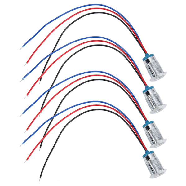 4-delt Vandafvisende LED-indikatorlys Sæt - Fælles Anode Industrielle Kontrolkomponenter, 12mm, 110-220V, Rød og Blå Red and Blue
