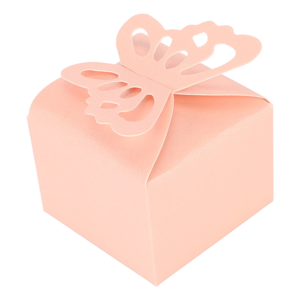 50 stk. Dekorative Butterfly Slik Favoritæsker i Ensfarvede Farver til Fester, Bryllupper, Babyshower og Brudebrus Pink 50pcs
