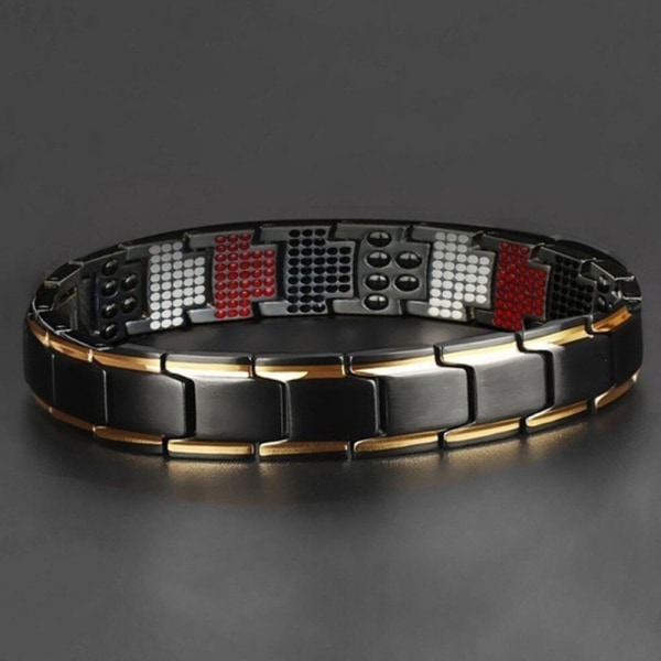 Mænd Magnetisk Armbånd Terapi Sund Slankende Blodcirkulation black&golden