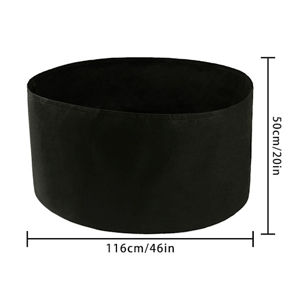 Haveplantepose - Filtmateriale (Sort, 150 Gallon, Diameter: 116cm, Højde: 56cm, Tykkelse: 1mm)