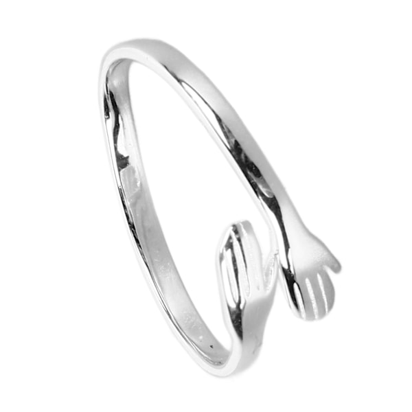 S925 Sterling Hopea Säädettävä Halauksen Sormus - Halauksen Muotoilu Pareille ja Rakastajille Koru silver