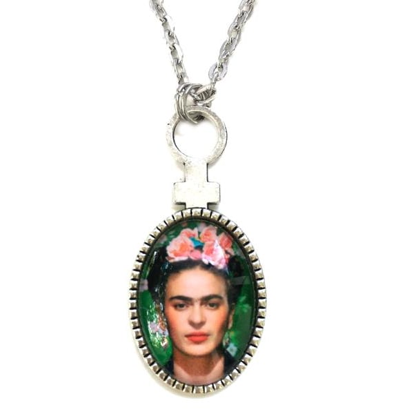 Halsband Frida Kahlo Feminist Silverfärg Ikon Feminism Symbol multicolor