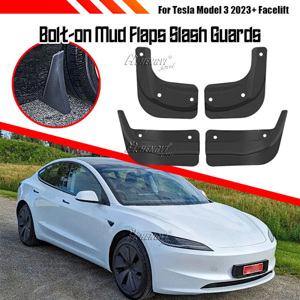 Auton roiskeläpät Lokasuojat Roiskesuoja Lokasuoja Tesla Model 3 2023+ -malleihin