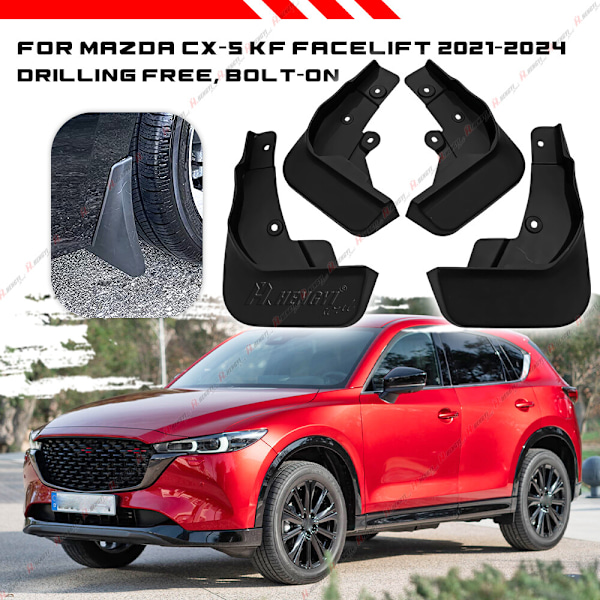 Stänkskydd för Mazda CX5 CX-5 2022+ Facelift Svart Mud Flap Mudguard 4 ST/Set