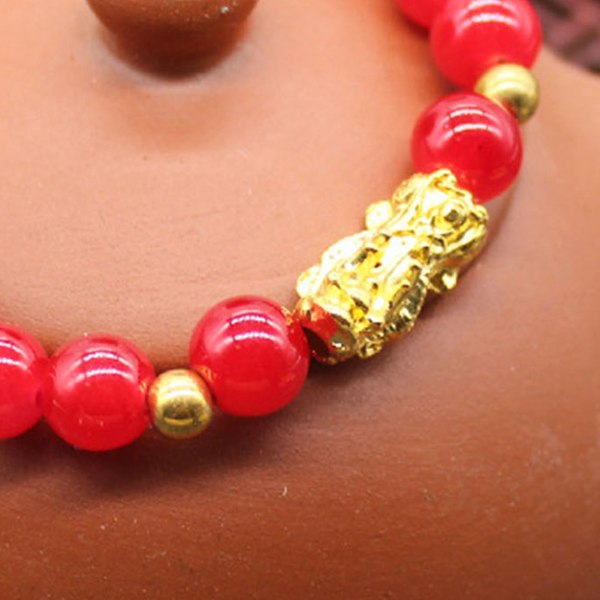 Perlearmbånd Let match Fint håndværk Stilfuldt smykkearmbånd til meditationsgave Rød Red
