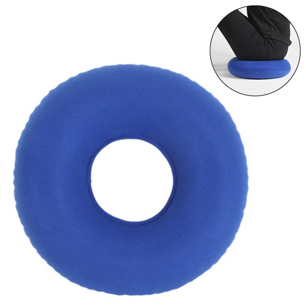 Puhallettava donitsityyny tyynyllä pumpulla ja matkalaukulla blue