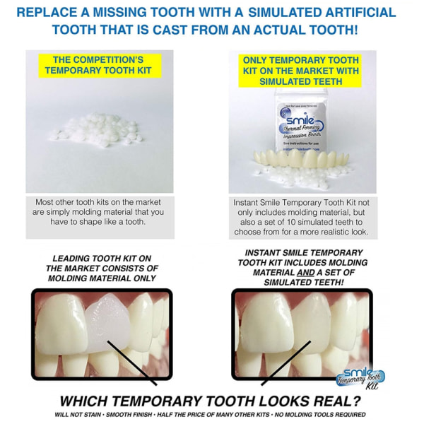 Tillfälliga tandklistermärken Tand Ersätt saknad tand Falska tänder Skönhetsfaner Tänder Falsktänder Kosmetisk tandprotes Tänder