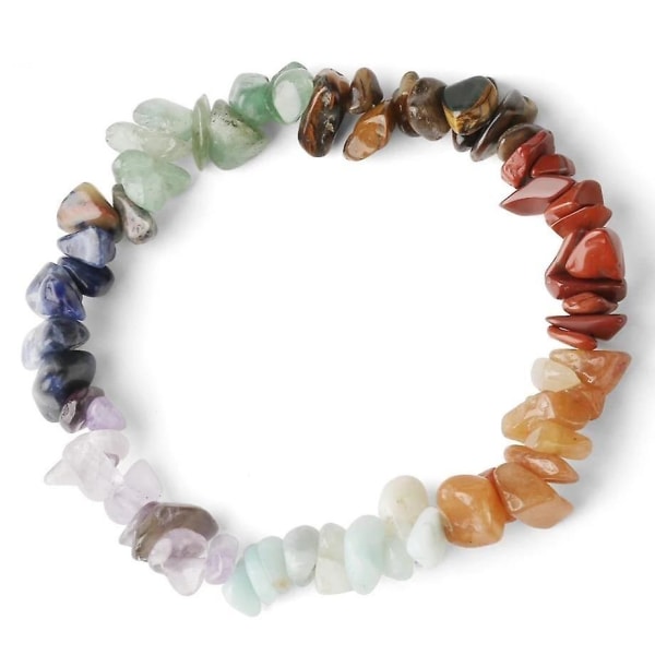 Natursten 7-Chakra Chip Beads Healing Crystal Armbånd