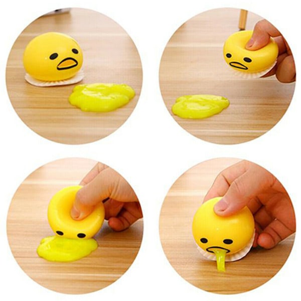 3st Squishy Puking äggula klämboll med gul smuts lindra stress relief gul yellow