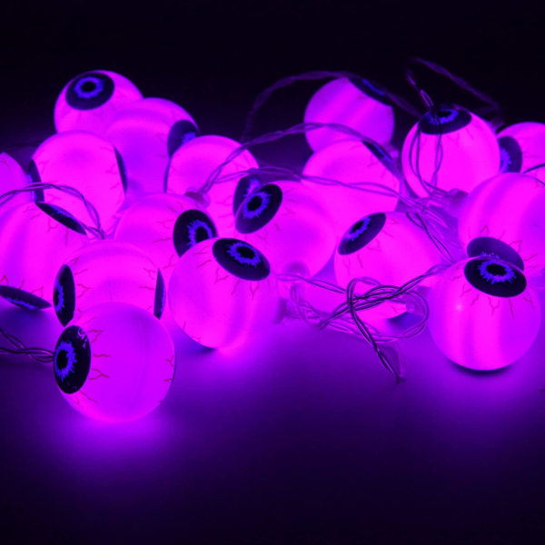 Halloween Eyeball String Lights 30LED Lights Battery Operated purple