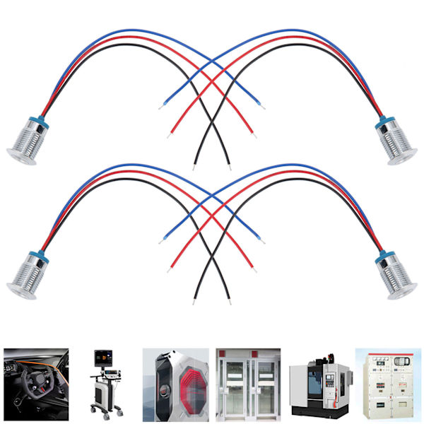4-delt Vandafvisende LED-indikatorlys Sæt - Fælles Anode Industrielle Kontrolkomponenter, 12mm, 110-220V, Rød og Blå Red and Blue