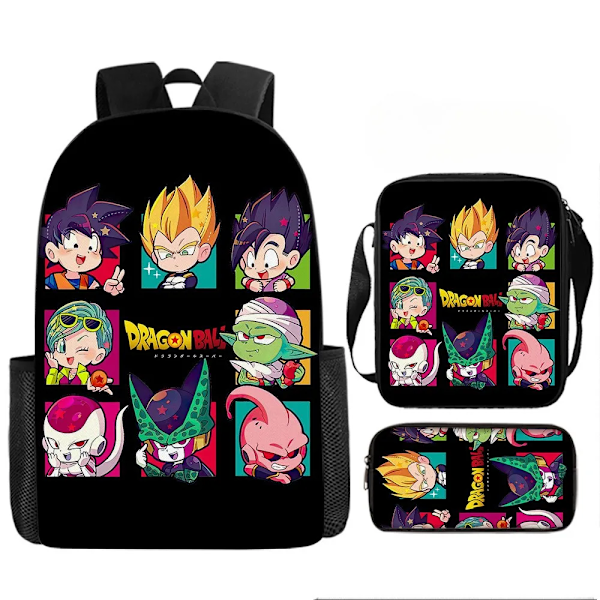 Student Skolryggsäck med axelväskor Pennfodral - Dragon B-Ball Casual Daypack Lätta skolväskor för pojkar flickor