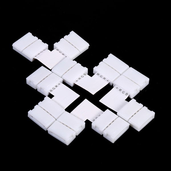 5-pakks L-formet 4-pins 10mm loddefrie hjørnekontakter for RGB 5050 LED-striper