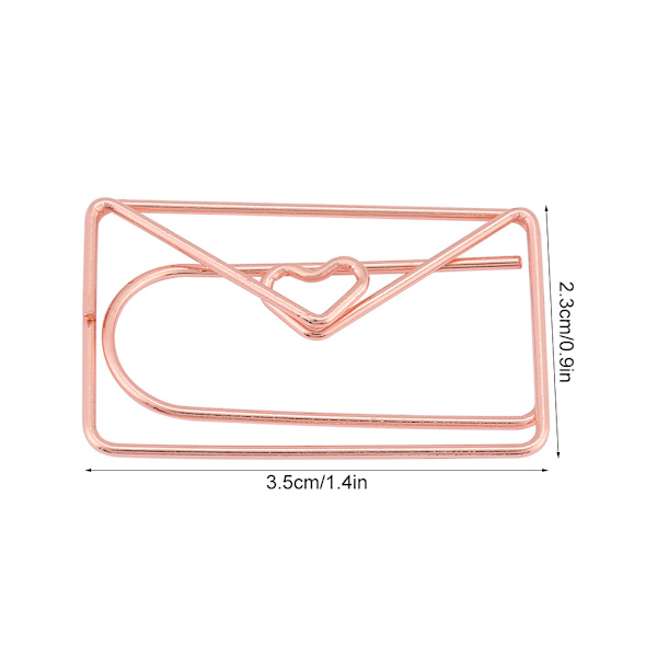 12 stk. Konvolutformede Papirklips - Bogmærker og Dokumentopsamlingsklips til Kontorartikler Pink 12pcs