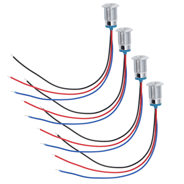 4 sæt indikator LED-lys vandtæt fælles anode industrielle kontrolkomponenter 12mm 110-220V rød og blå Red and Blue