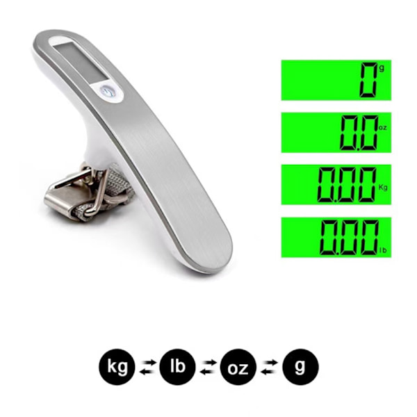 Portabel Elektronisk Hängande Vågskala med Rostfritt Stål Rund Knapp och Grön Bakgrundsbelysning (Banddesign)