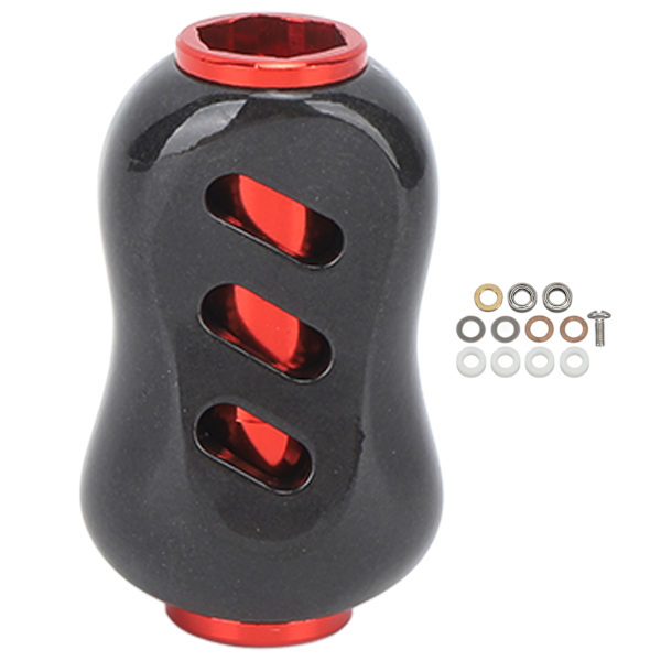 Kullfiber Fiskehjuls Håndtak Knapputskifting - Power Knob Grep i Svart og Rød Black Red