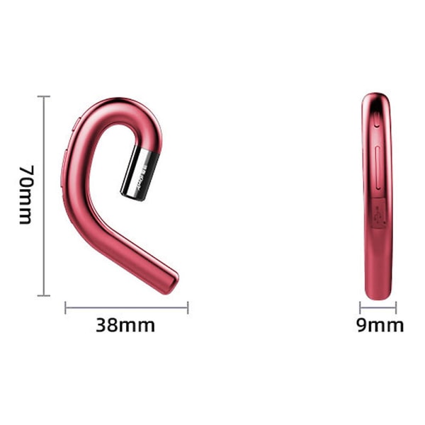 Ear Hook Bluetooth Wireless Headphone With Microphone red