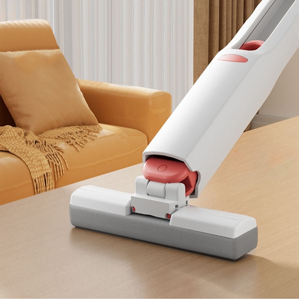 Roterende Minimopp med Sterk Absorberende Svamp: Håndfri Selvpressing Design, Ideell for Hjem og Kontorbruk – Inkluderer 2 Mopphoder S White