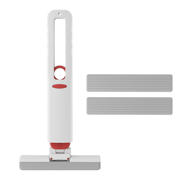 Roterende Minimopp med Sterk Absorberende Svamp: Håndfri Selvpressing Design, Ideell for Hjem og Kontorbruk – Inkluderer 2 Mopphoder S White