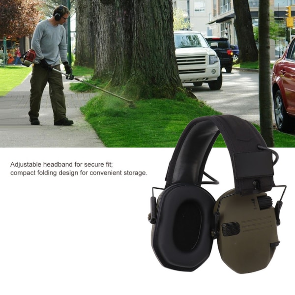 【Lixiang Store】 Støyreduksjon elektroniske øretelefoner Støyreduksjon Sammenleggbar ABS Justerbar hodebøyle Sikkerhet øreklokker for klipping Work Green