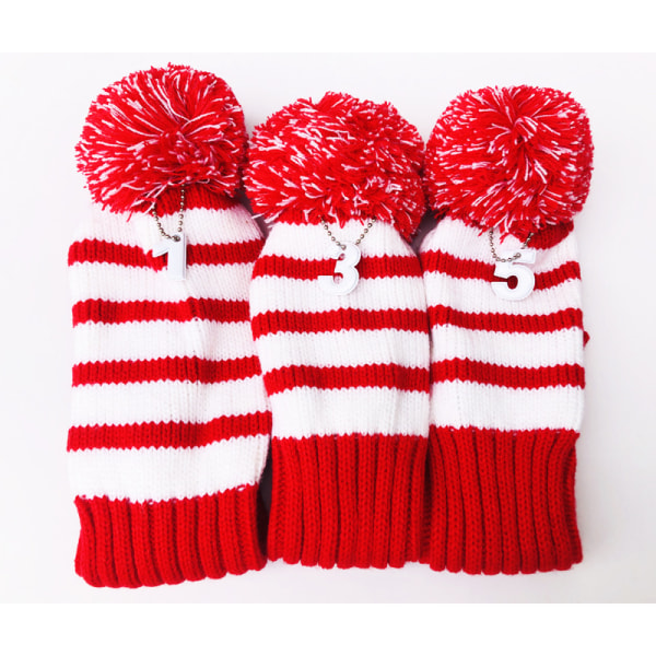 3pcs Golf Club Cover Wooden Club Cover Golf Knit Club Cover Red