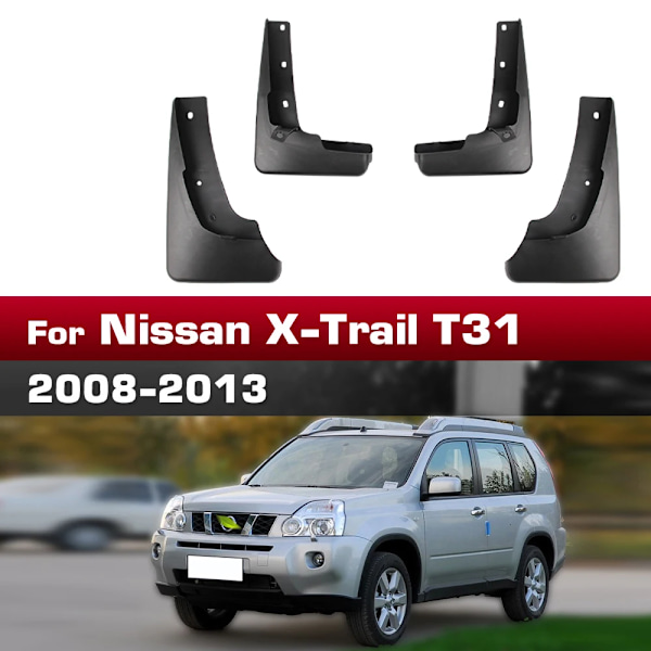 Til Nissan X-Trail T31 2008 2009 2010 2011 2012 2013 Skærm Mudguard 4 stk./sæt Beskyttelse Stænklap Mudguards Biltilbehør