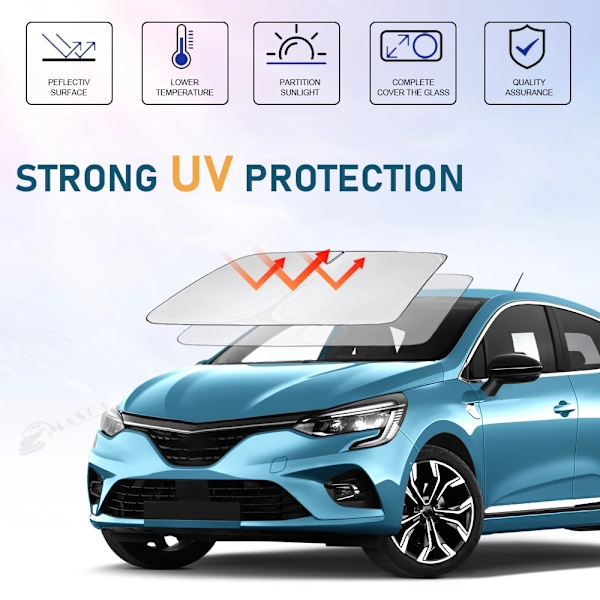 Solskydd för vindruta till Renault Clio 2 3 4 5 2012-2022 2023 Bil Solskydd Vikbart Solskydd Skyddar mot UV-strålar - för Clio