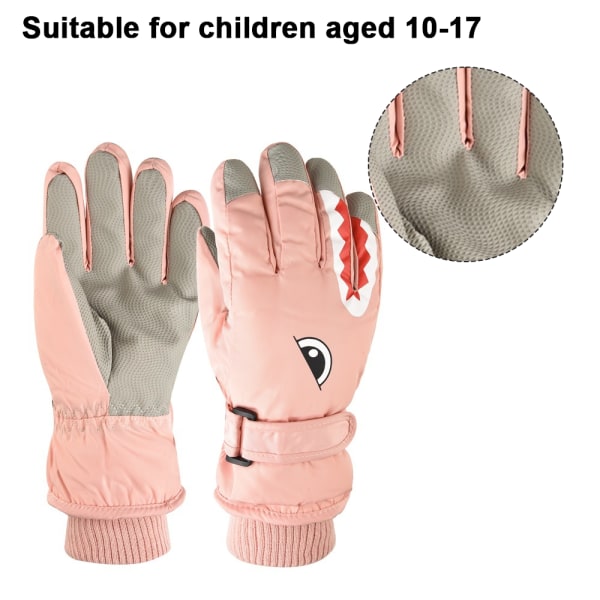 Børneskihandsker efterår og vinter udendørs ridning, pink H Pink