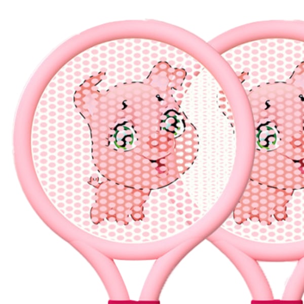 Lätt Badmintonracket Set för Barn 3-7 år - Inomhus/Utomhus Lek - Rosa Gris Design