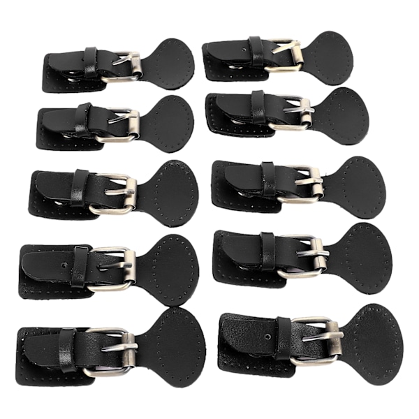 10 Set Läder Sy-På Spännen - Svarta Snapplås för DIY-Kläder och Jackor Black 10 Sets