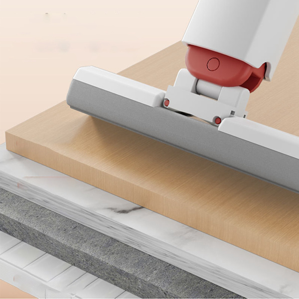 Roterende Minimopp med Sterk Absorberende Svamp: Håndfri Selvpressing Design, Ideell for Hjem og Kontorbruk – Inkluderer 2 Mopphoder S White