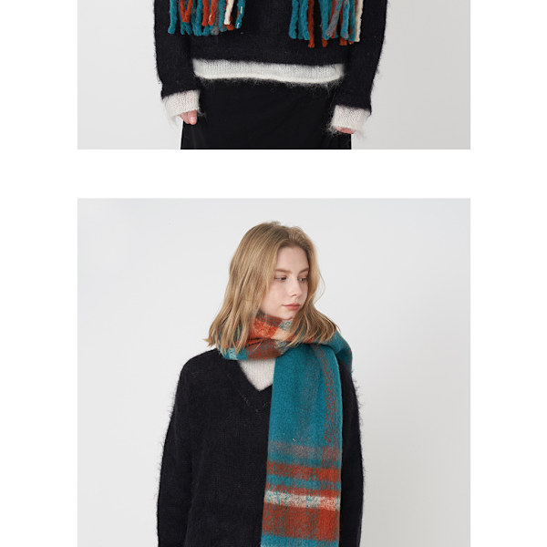 Vinterny scarf i regnbågsrutig design, tjock och varm, flera färger att välja mellan 4