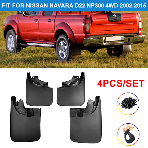 Stänkskydd För Nissan Navara D22 NP300 4WD 2002-2015 Fram Bak Hjulskydd